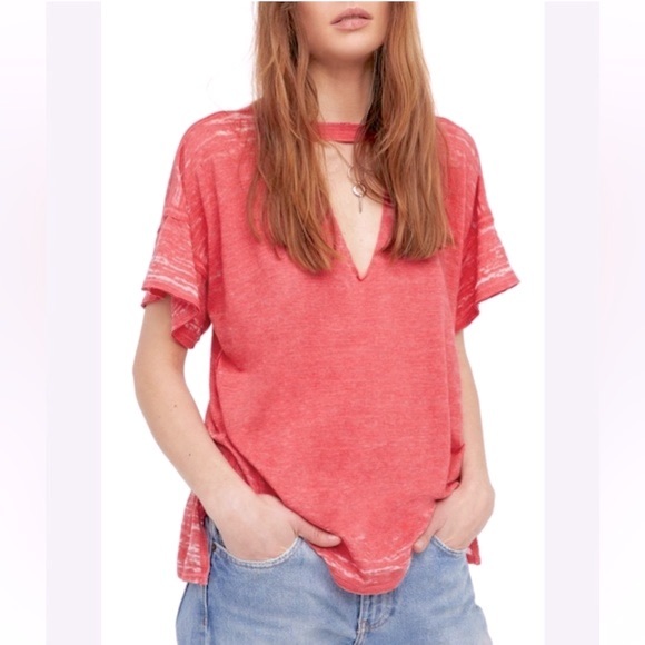 We The Free Tops - Free People We The Free Jordan Watermelon red pink peekaboo ss tee size S in EUC